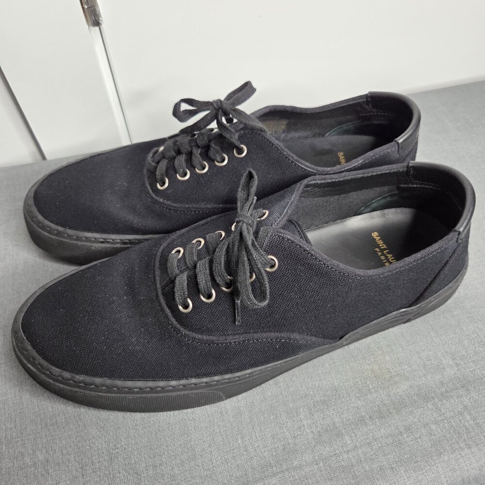 Saint Laurent - Men's Venice Black Canvas Low Top Sneakers - NWOT Size EU45 - Picture 5 of 12